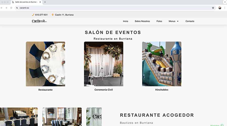 diseño web para el restaurante el caramit